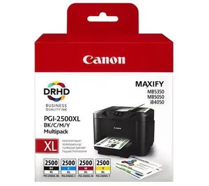 PGI-2500XLKIT Tintenpatrone-Multipack für Canon Maxify MB5350 Drucker, Cyan, Magenta, Gelb, Schwarz, 70,9 ml + 3 x 1